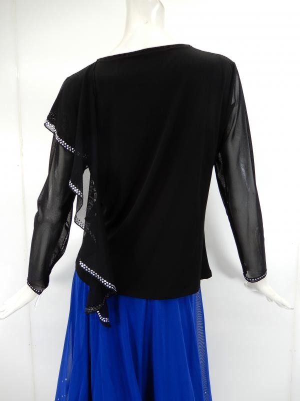 ☆新入荷商品☆【c621】社交ダンストップス　縦フリル　ラインストーン