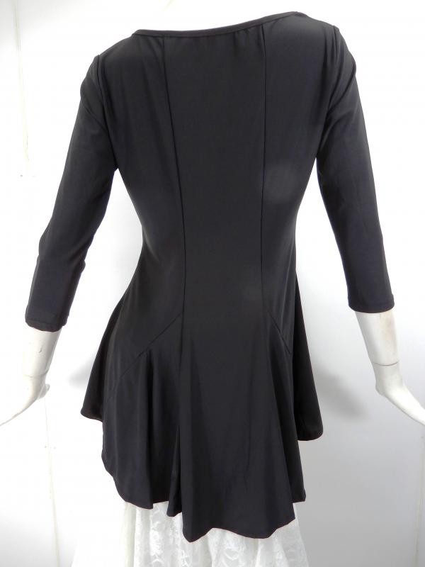 ☆新入荷商品☆【c629】社交ダンストップス　チュニック丈　シャーリング　ブラック