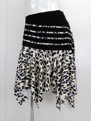 【sk776】社交ダンスラテンスカート　裾ギザギザヒップライン紐垂れ飾り　レオパード