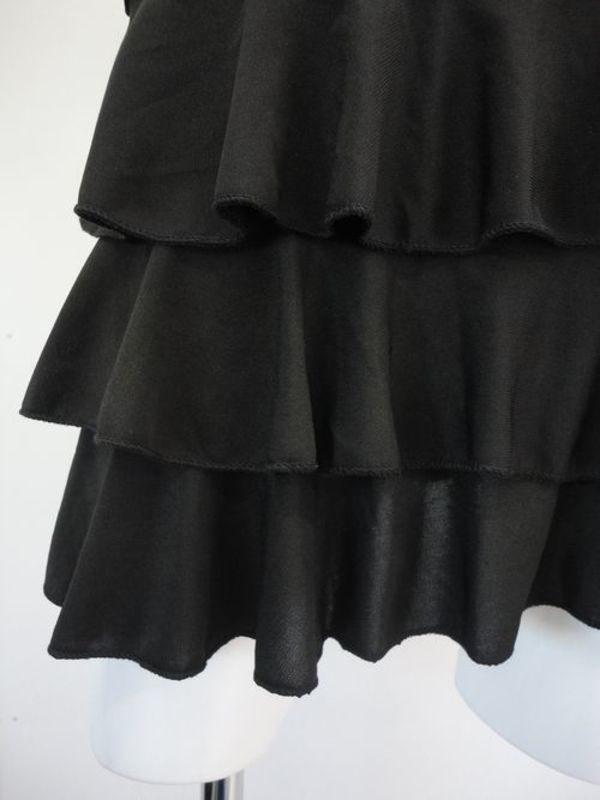 【sk292】社交ダンスミディアムスカート　3段シンプル　ブラック