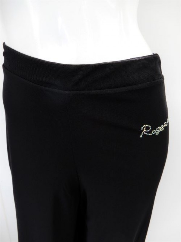 《人気商品》【p563】社交ダンスパンツ　ワイド　シースルー重ね　ブラック