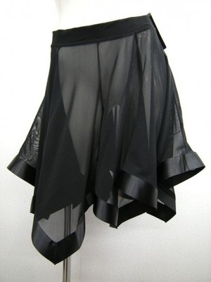 【ss849】オーバースカート　ネット素材テープ付き　裾ギザギザ　ブラック