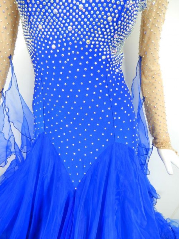 《新入荷》【Md028】社交ダンスドレス正装モダン　ロイヤルブルー　Lサイズ