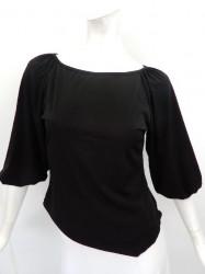 《セール品》【c171】社交ダンス衣装　シンプル　バルーン袖　ブラック