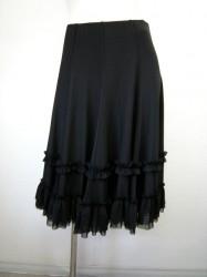 再入荷【ss810】ミディアムスカート　8枚はぎ　裾ネットフリル飾り　ブラック